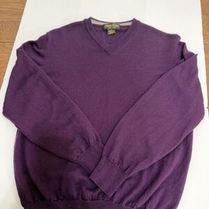 Harry Rosen Men's Purple 100% Merino Wool V-Neck Sweater - Size M. Made in Italy